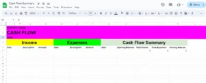 cash flow statement google sheets template