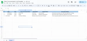 client communication log google sheets template