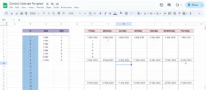 content calendar google sheets template