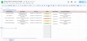 design draft revision template google sheets
