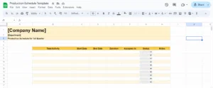 easy production schedule template google sheets