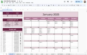 free 2025 monthly calendar template for google sheets