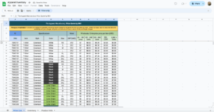 free apparel inventory template for google sheet