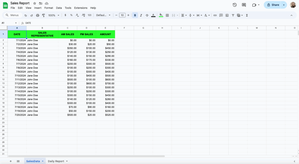 free automate recurring reports template for google sheets