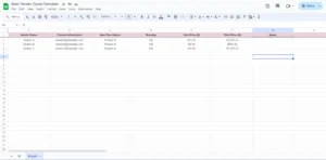 free basic vendor quote template google sheets