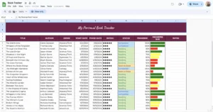 free book tracker template for google sheets
