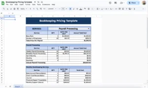 free bookkeeping pricing template for google sheets