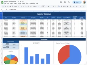 free capital expenditure template for google sheets
