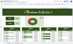 free christmas planner template for google sheets