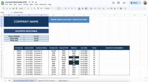free comprehensive account receivable template for google sheets