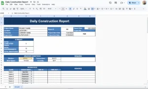 free construction daily report template for google sheets