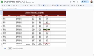 free cost benefit analysis template for google sheets