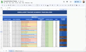 free course enrollment tracker template for google sheets