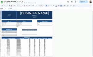 free cpq quote template for google sheets