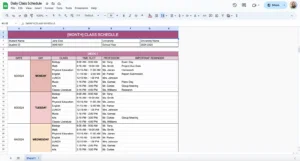 free daily class schedule template for google sheets