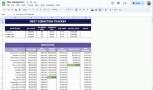 free debt reduction template for google sheets
