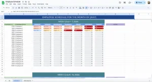 free employee schedule template for google sheets