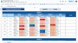 free employee task schedule template for google sheets