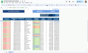 free free bookkeeping template for google sheets
