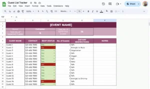free guest list tracker for google sheets