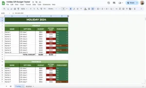 free holiday gift budget tracker template for google sheets