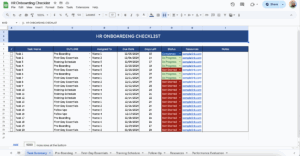 free hr onboarding checklist tracker for google sheets