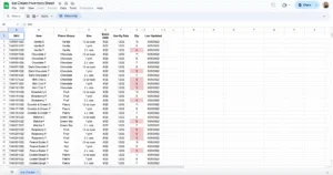free ice cream inventory template for google sheet