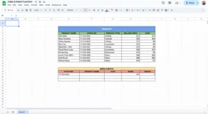 free index match function template for google sheets