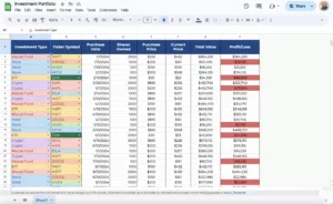 free investment portfolio template for google sheets