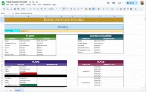 free itinerary template for google sheets