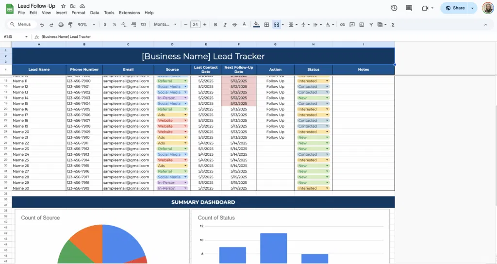 free lead follow up tracker template for google sheets