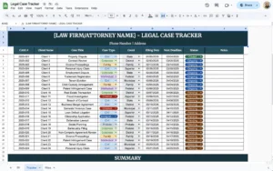 free legal case tracker template for google sheets