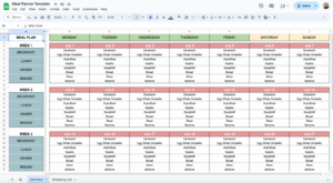 free meal planner template for google sheets