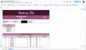 free packing slip tracker for google sheets