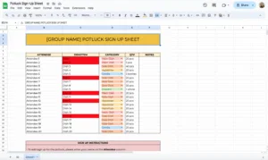 free potluck template for google sheets