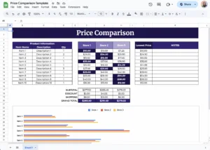 free price comparison template for google sheets