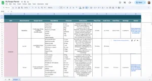 free recipe template for google sheets