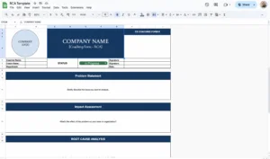 free root cause analysis template for google sheets