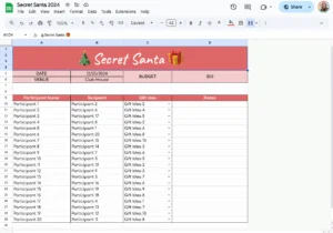 free secret santa template for google sheets