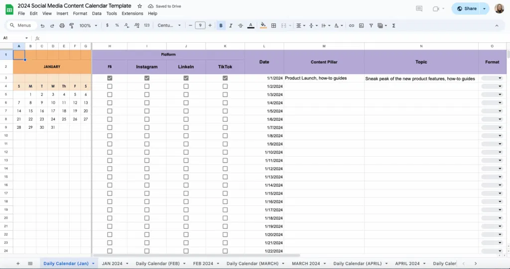 free social media content calendar templates for google sheets