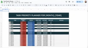 free task priority tracker template for google sheets