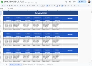 free teacher planner template for google sheets