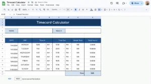 free timecard calculator template for google sheets