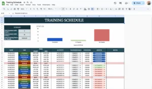 free training schedule template for google sheets