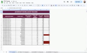 free vacation and paid time off pto tracker template for google sheets