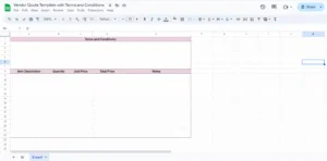 free vendor quote template with terms and conditions google sheets