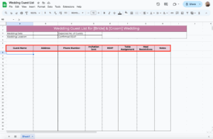 free wedding guest list template google sheets