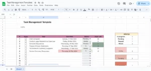 google sheets task management template