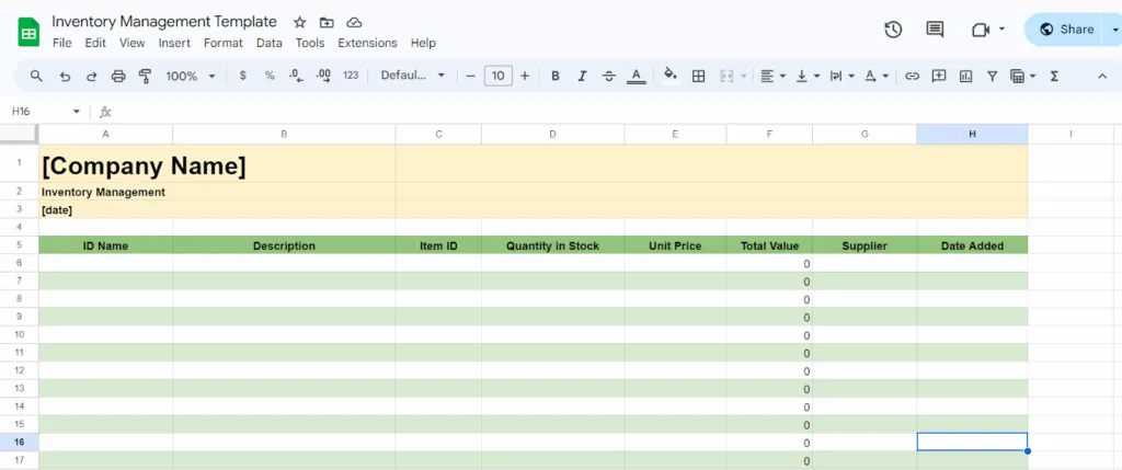 inventory management google sheets template