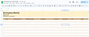 maintenance log google sheets template